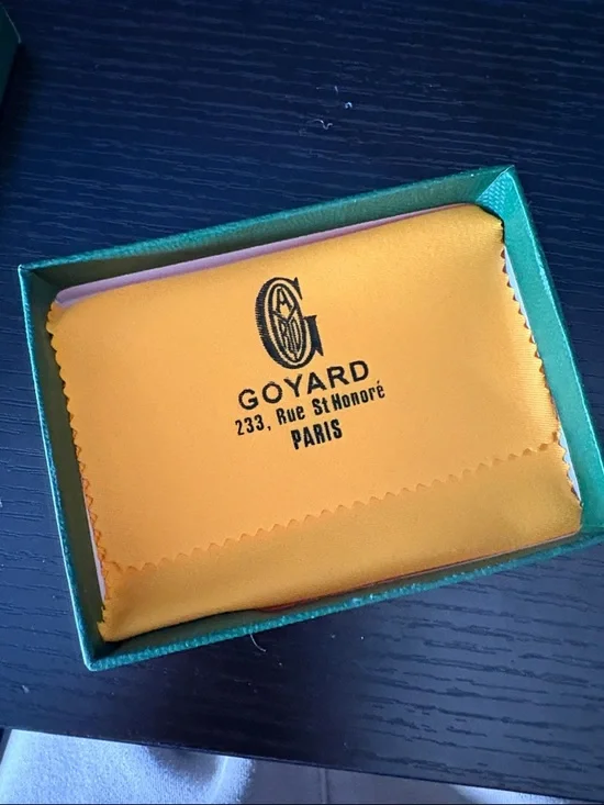 Goyard Grey and Black Goyardine Card Holder with Yellow Box Accents - Picture 4 of 5